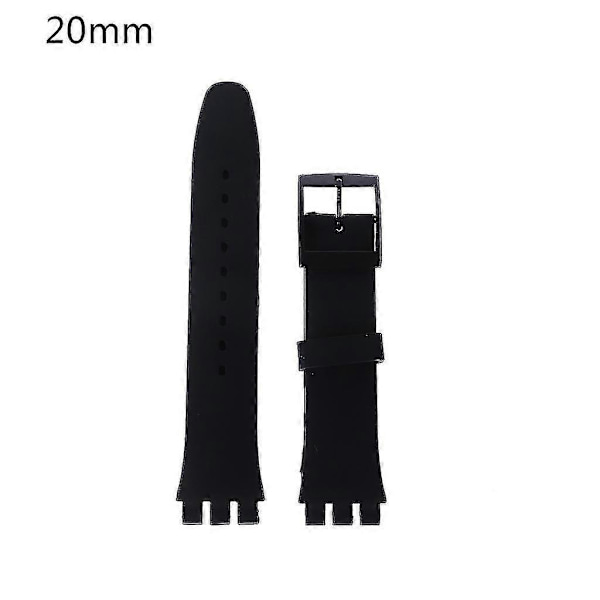 Swatch 16/17/19/20 mm:lle Hengittävä Ranneke Hiki- ja naarmuuntumaton Black XL