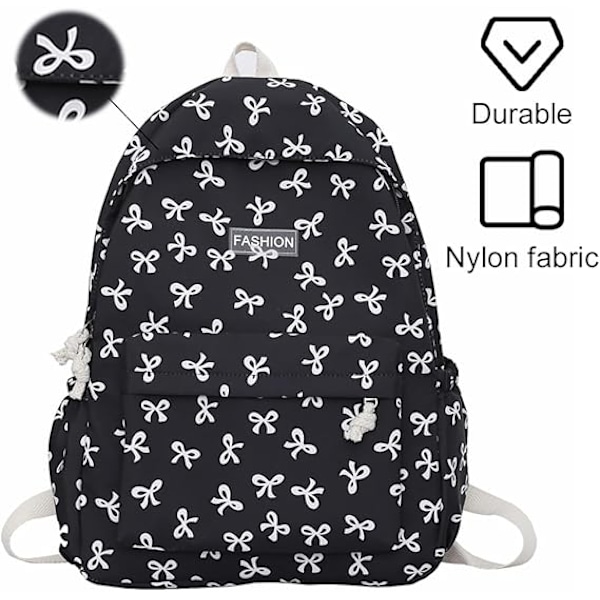 Söt Ryggsäck Estetisk Skolryggsäck - Kawaii Skolväska Blommig Preppy Ryggsäck för Skolflickor Skolväska