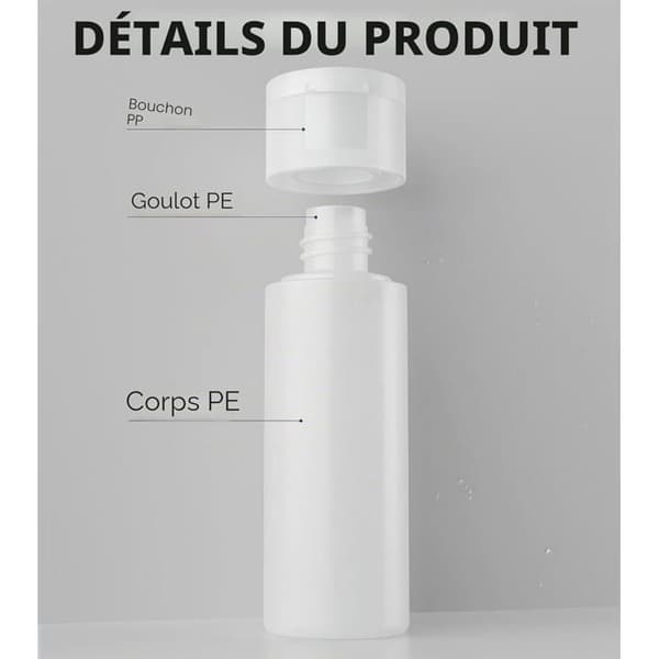 Set med 2 plastflaskor 200 ml - Transparent - Trycklock - Resestorlek - Schampo och duschgel