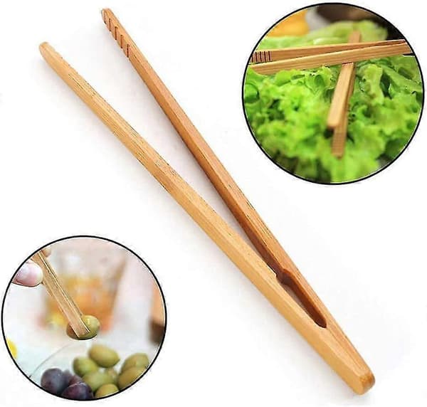 12 st Söta Tänger Trä Toast Tänger Bambu Kökstänger för Matlagning Te Redskap Socker Bambu Salladstänger
