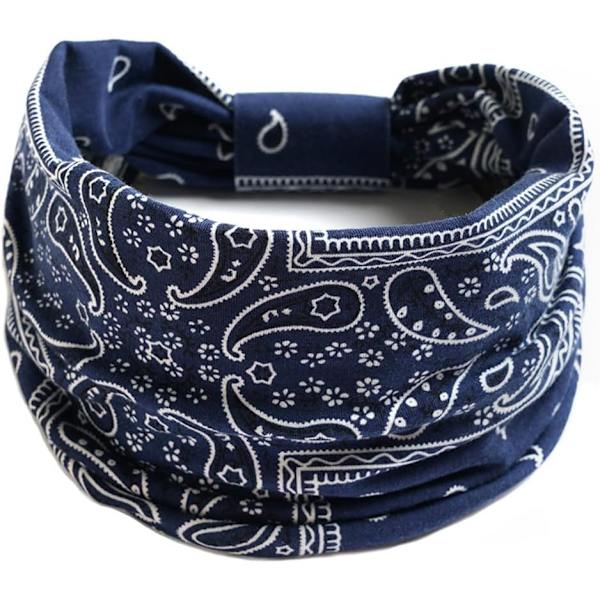 Hodebånd for voksne kvinner Boho bredt pannebånd trykte hårbånd elastisk sportshodeplagg yoga treningshode skjerf #6