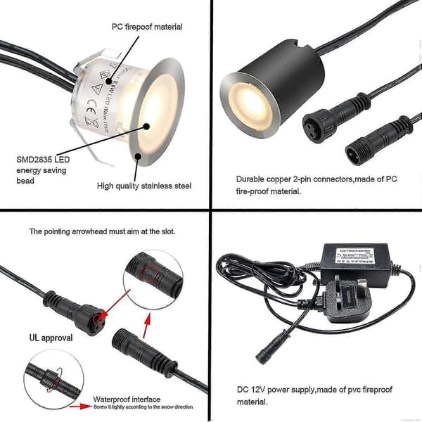 16 ulkokäyttöön upotettavan LED-kohdevalon sarja, IP67 vedenpitävä, 32 mm -Sy