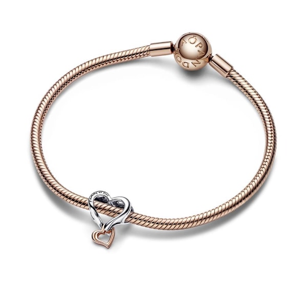 To-farvet Filigran Infinity Hjerte Charm i sterlingsølv med en 14k rosaguld belægning Sølv Smykker Smykker KVINDER