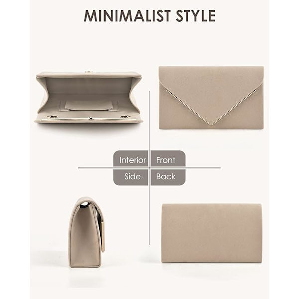 Kvinners Faux Suede Kveldsclutchvesker, Prom Håndveske Formelle Festclutch Bryllupsvesker Cocktail Promenade Skulder med Avtakbar Stropp