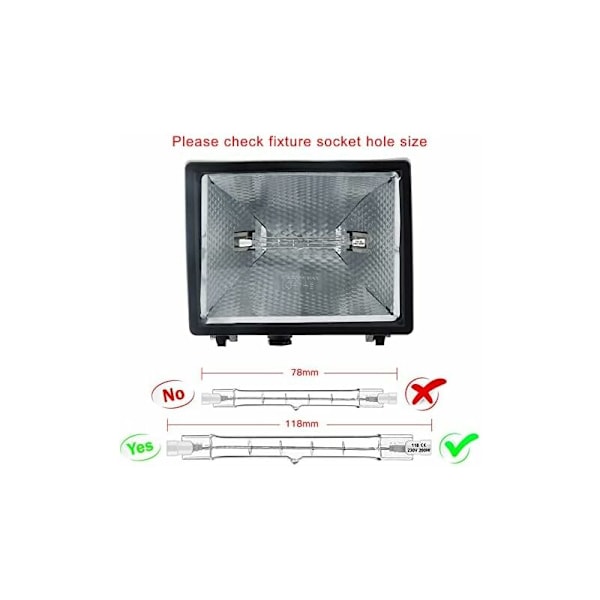 5-pack R7s Halogenlampa 118mm 300W 220V