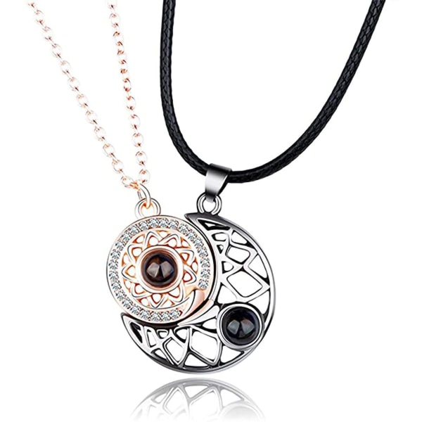 Sun Moon Magnetic Couple Necklace - I Love You Projection