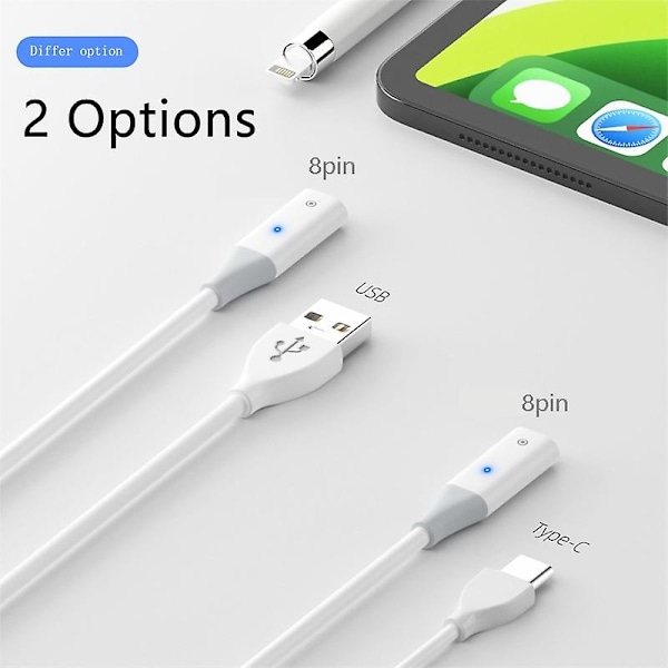 USB-C Adapterkabel for Apple Pencil (1. generasjon) 50 cm ladekabel med indikatorlys