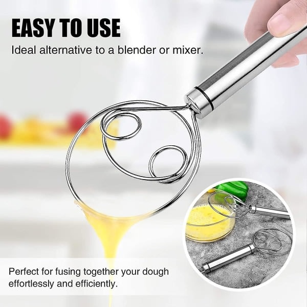 Dansk Dejpisker, 2-pak Premium Rustfrit Stål Hollandsk Piskeris, Stor Håndmixer Artisan Blender Fo