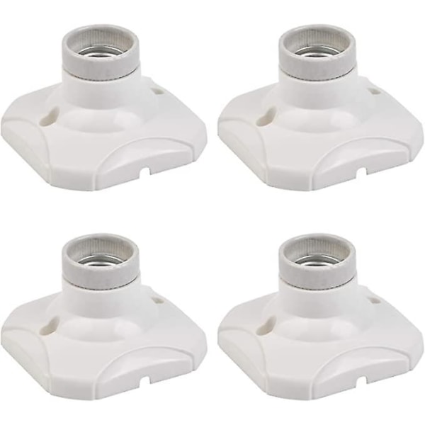 4 Pcs E27 Bulb Socket Led Lamp Holder E27 Wall Socket E27 Base With Bracket For Hallways, Stairs, Bedrooms, Kitchens (ac 220-250v, White)