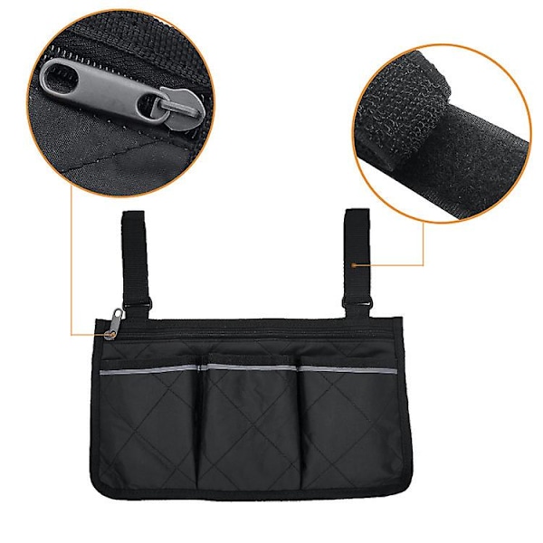 Kørestolstaske med lommer, Universal Vandtæt Armlæns Sidetaske Kørestol Side Organizer Opbevaringstaske Armlæns Pung, 1 stk. D- dark blue