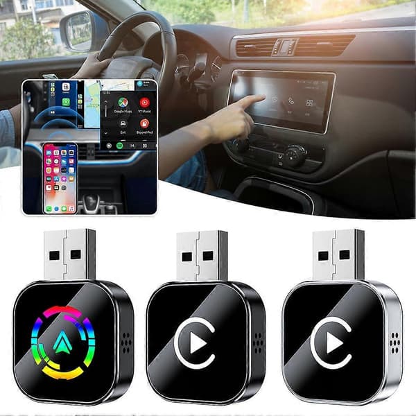 Carplays Android Auto Box Sömlös Trådlös Anslutning för Sedanbil Black White Label