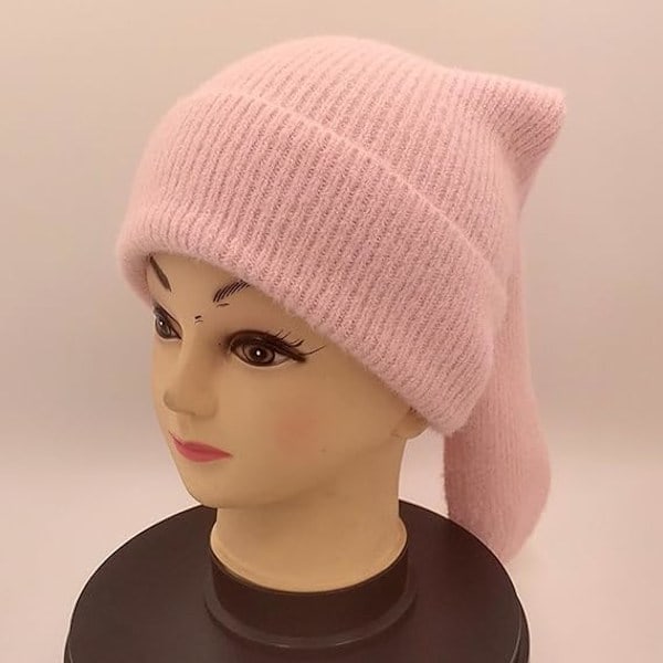 Dames Kanin Beanie med Lange Ører Sød Sjove Kanin Beanie Strikket Vinter Varmt Beanie Udendørs Fritid Piger Beanie