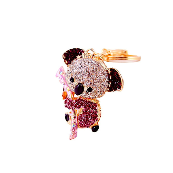 Koala Nyckelringar med Strass, Kristall Nyhet Djur Nyckelring Koala Björnen Legering Strass Kristall Metall Hänge Liten Present, 1pcD- purple