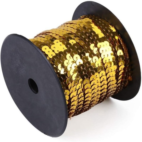 Sequin bånd med sequin kant gold 6mm100yard