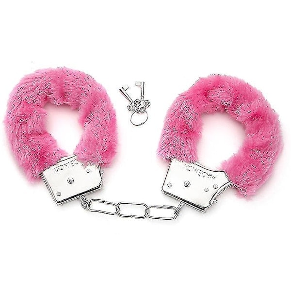 Metalliset käsiraudat 2 avaimella Cosplay-poliisin roolileikkeihin Pink