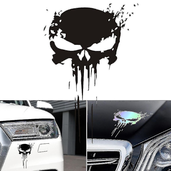 3D Punisher Skull Blod Sticker Vinyl Bilkarosseri Dekaler Stickers Auto Eksteriør Dekoration Bilstylings Tilbehør Stickers 10x15cm - Bilstickers Black