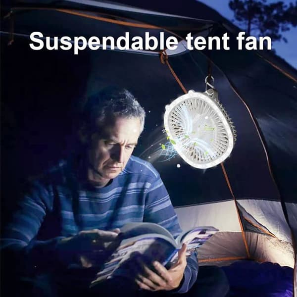 Bærbar ventilator, Støjsvag ventilator, Tre vindhastigheder, Med trinløs lysændring Mini ventilator til