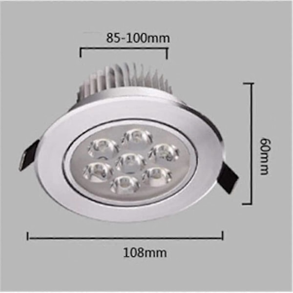 1 stk 7W 7LEDs Enkle å installere nedfelt LED taklamper LED Downlights Varmt hvitt Kaldt hvitt 85-265V H