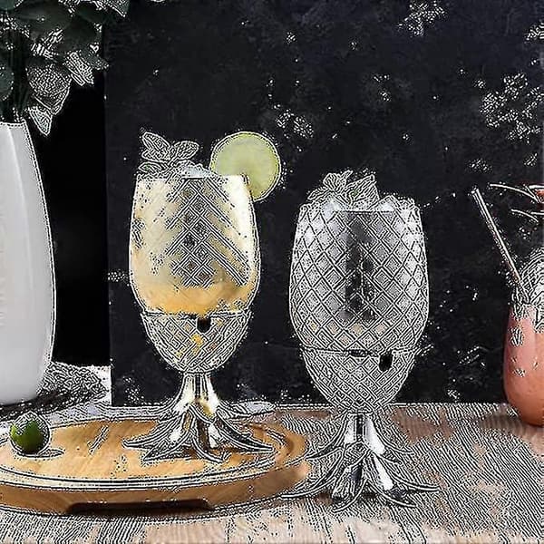 Ananas Ispand Med Låg Drikkespand Metal Rustfrit Stål Ispand, Cocktailtilbehør Til Drinks