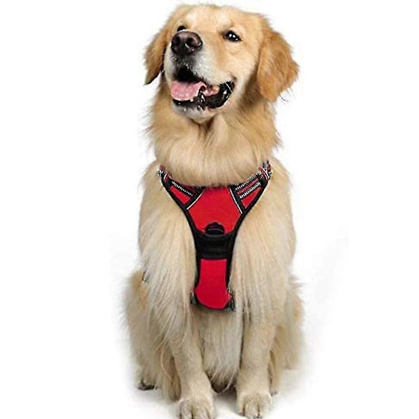 Trækfri Hundesele Polstret Justerbar Kæledyrssele Vest Til Store Hunde Træning Eller Gåture Red 75 105CM