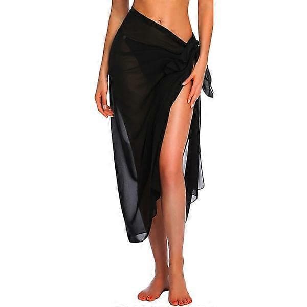 Lang Sarong Cover Up Dame Chiffon Strand Wrap black