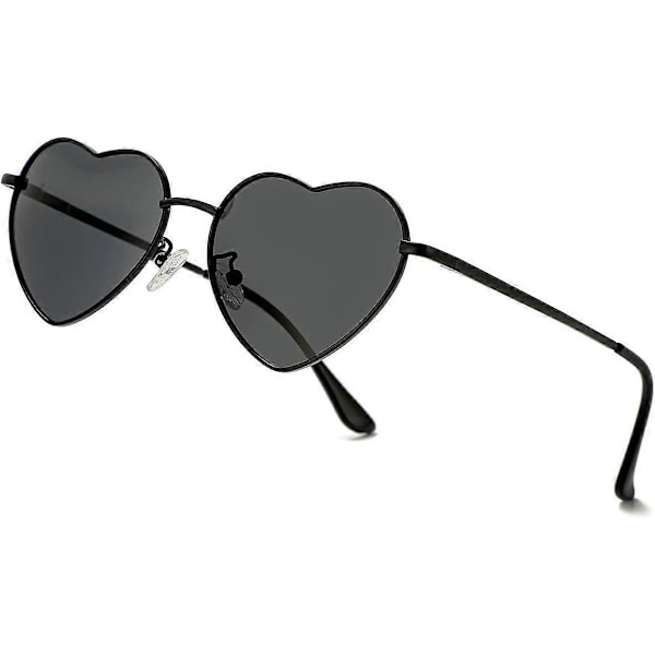SDIGV Polariserede Hjerte Solbriller til Kvinder, Moderigtig Dejlig Stil Metalramme UV400 Beskyttelseslinse Black Grey