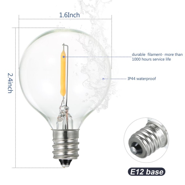 LED G40-lampa 25-pack E12 sockelfäste IP44 vattentät varmvit