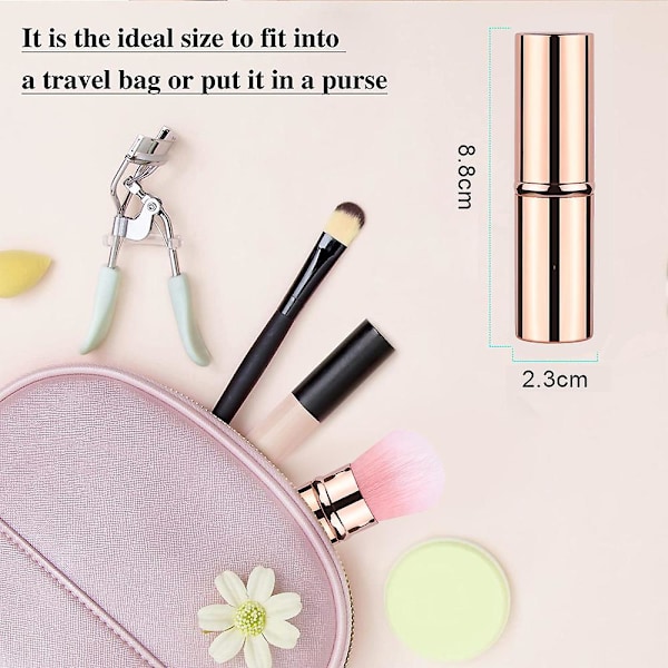 Retrakterbara sminkborstar, Reseblushborste, Sminkborste med lock för rouge Pink gold