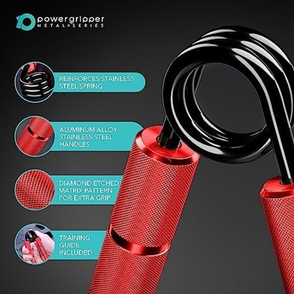 Power Gripper Metal Series - Professionelle gribeforstærkere (50lbs - 400lbs) til træning af greb, håndled og arme