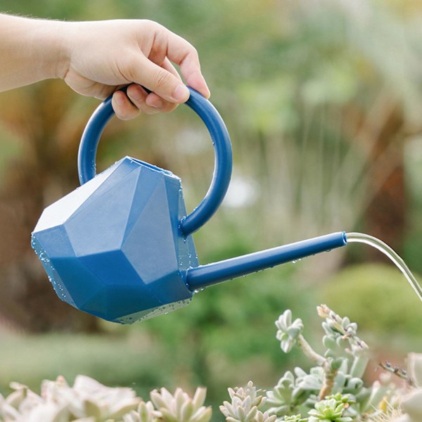 1.5L Vacker Diamantformad Vattenkanna Mer Förtjockad Lång Pip Plast Vattenflaska för Trädgård Blue