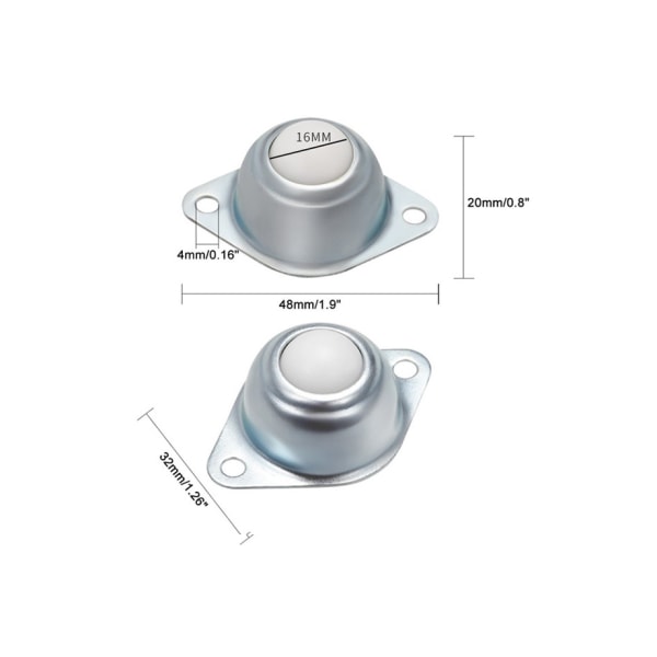 4 stk. 0,5 tommers okseøye hjul nylon universal hjul baller caster transportbånd kulehjul halv tomme rulle glass