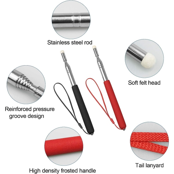 2 kpl Teleskooppisia Opettajan Osoittimia Nauhoilla 100cm