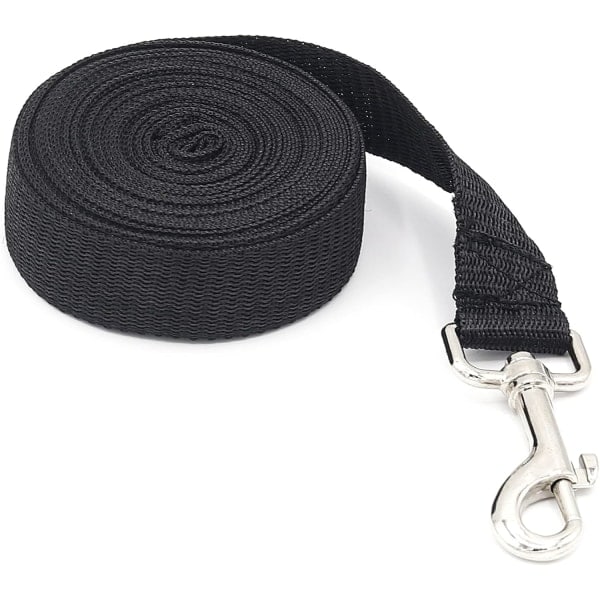 Ekstra Lang Hundetreningsline, 5m Nylonline for Store, Mellomstore og Små Hunder - Perfekt for Innkallingstrening, Lydighet, Løping, Camping Black