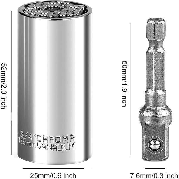 2 ST universal - 7-19 mm universal hylsnykkel, høy kvalitet krom-vanadin, multifunksjonelt håndverktøy