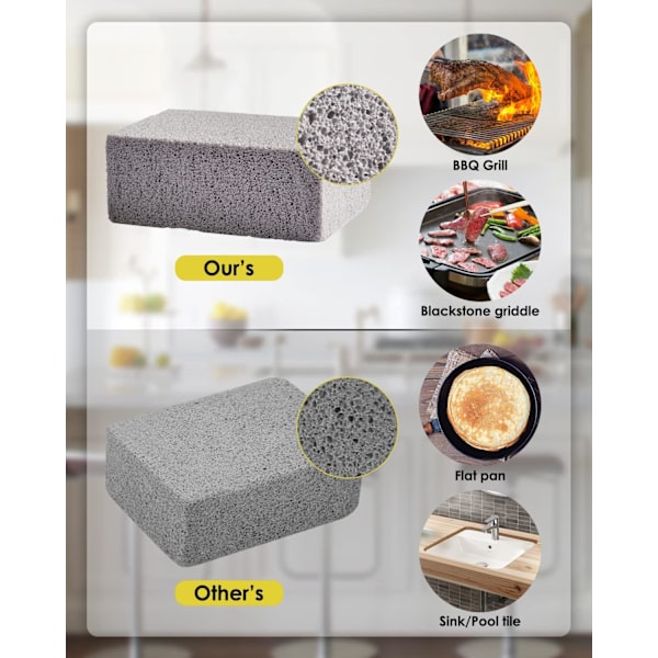4-pack grillrengöringstegel, pimpsten rengöringsblock för grill kök restaurang flat top grillar rengöring