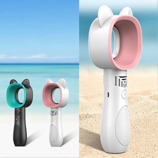 Mini Bladeless Ventilator Tegneserie USB 3 Hastighed Justerbar Bladeless Ventilator Desktop Luftstrøm Sommer Køleventilator, Hvid
