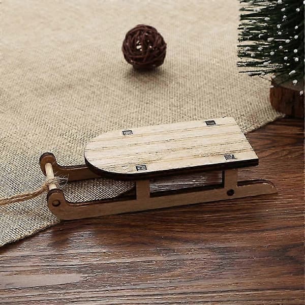 Julsläde prydnad Mini släde prydnad Miniatyr träsläde (8 st) - JA