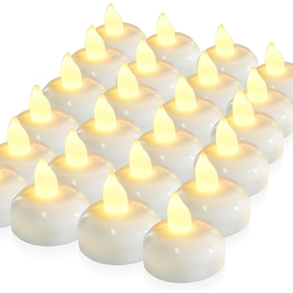 24-pack Vattentäta Flamlösa Flytande Tealights, Varmvita Batteridrivna Flimrande LED-Tealights Påskljus - Bröllop, Fest, Mittendekoration, Pool & SPA