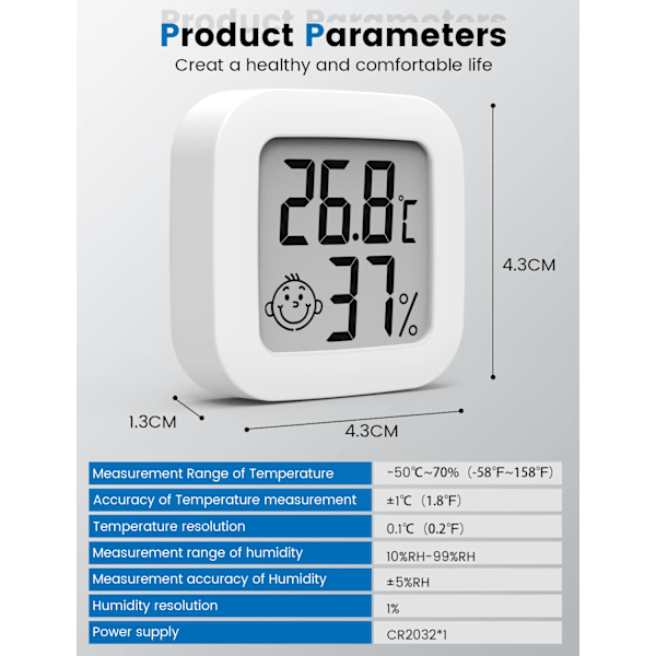 2st Digital Termometer Hygrometer LCD Inomhus Utomhus