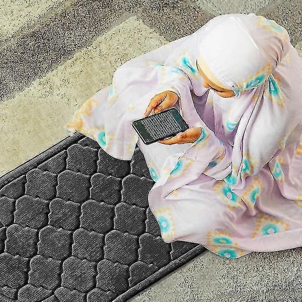 Sklisikker Flanell Bønneteppe For Tilbedelse Og Reise - Mykt Bærbart Teppe For Ramadan Gave Grey
