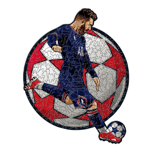 Träpussel leksak Messi A4 papplåda