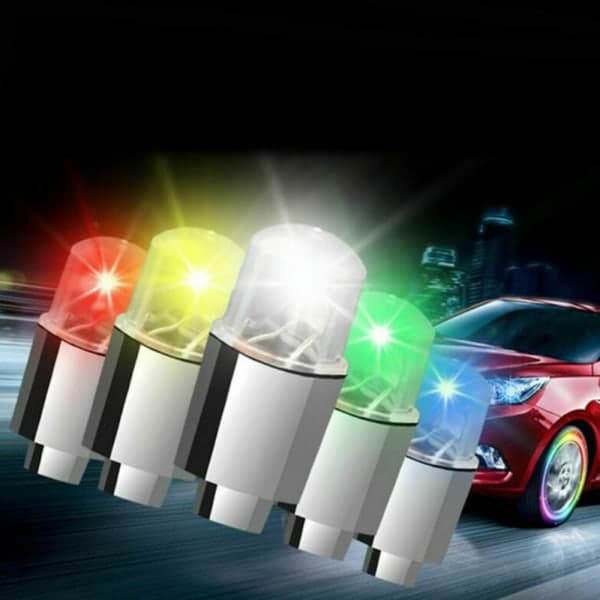 8 stk. Cykel Bil Motorcykel Hjul Dæk Ventil Hætte Flash LED multicolor