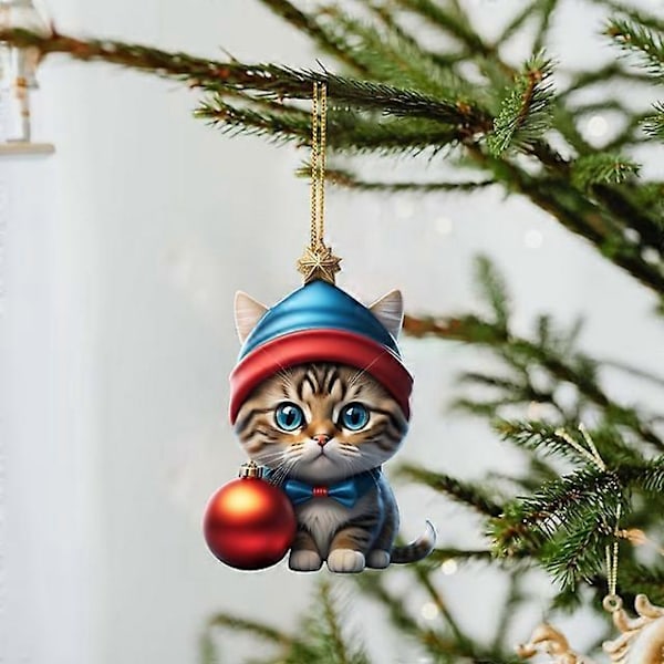 Tecknad Söt Katt 2023 Julgransprydnader Hängande Dekoration Gåva Jul Hängande Träd Personlig Hänge Festtillbehör G1