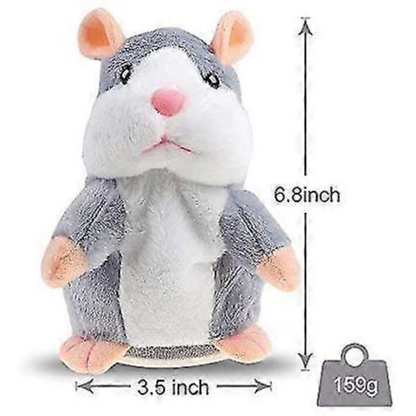 Plysj-hamster som snakker og gjentar det du sier - morsom interaktiv leke for barn av høy kvalitet Grey
