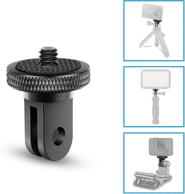 Tripod Adapter Kameramonteringstilbehør Aluminium Adapter Montering af Kameraer Til For Gopro Mount Og Andre Action Kameraer (2 Stykker, Sort)