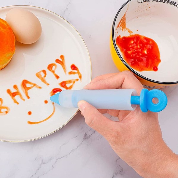 Silikoninen Ruokakynä, Kakku- ja Suklaakoristelupistooli 4 Suuttimella, DIY Leivontakuorrutusputkityökalut Hillakynä Jälkiruokiin ja Kupkakkeihin