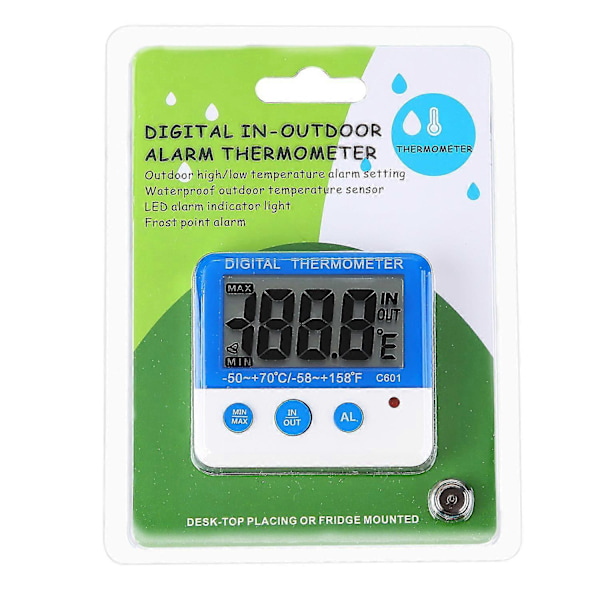Digitalt Kjøleskapstermometer Med Alarm Og Maks Min Temperatur Lettlest LCD-Skjerm Digitalt Kjøleskap Fryser Termometer For Innendørs Utendørs