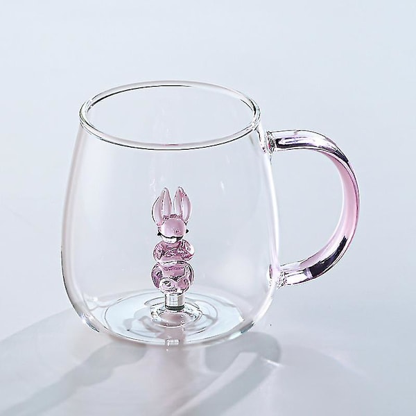 Glas Kopp Med Inbäddad Liten Valhandtag Kopp Transparent Glas Hem Kaffe Fest-B1 rabbit
