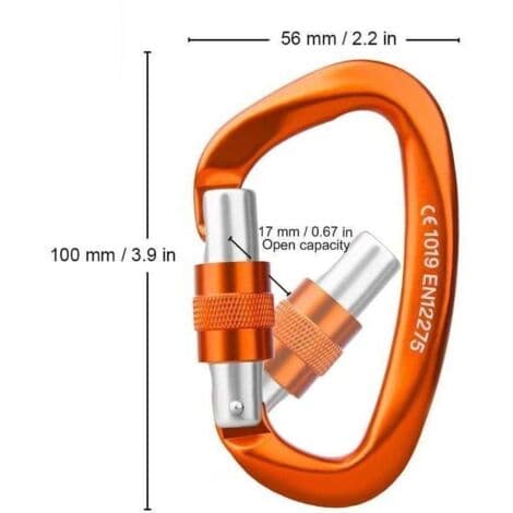 25kN Klätterkarbinhake, Låsbar Karbinhake, D-formad Karbinhake, Irisfr