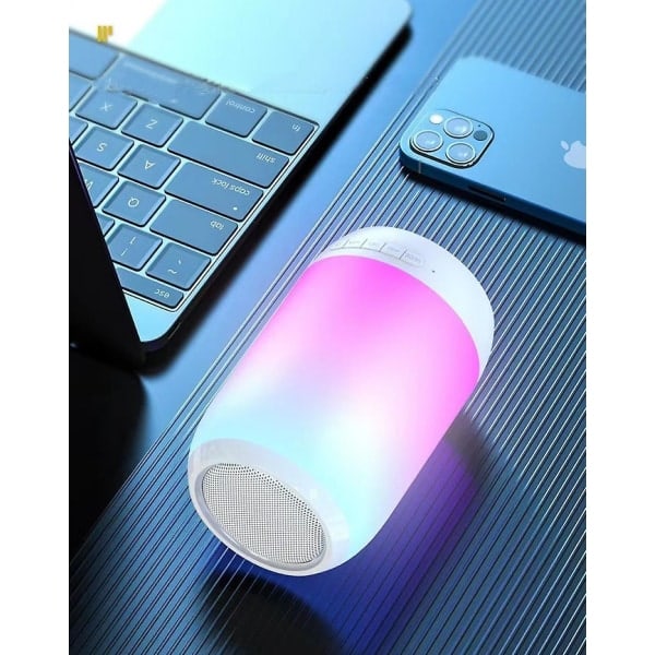 Bluetooth-kaiutin valolla, väriä vaihtava kannettava langaton kaiutin, 6 värillistä LED-valoteemaa, TF-kortti (valkoinen) (FMY)